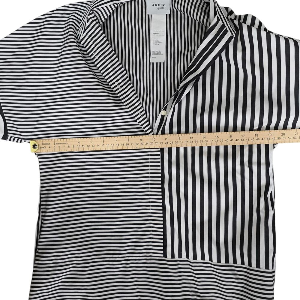 AKRIS PUNTO White Black Striped Cotton Kimono Poplin Shirt Dress 6 Small - Picture 6 of 7